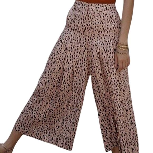Anthropologie Maeve Leopard Print Isobel Wide Leg Crop Pant Small BOHO - Picture 2 of 9